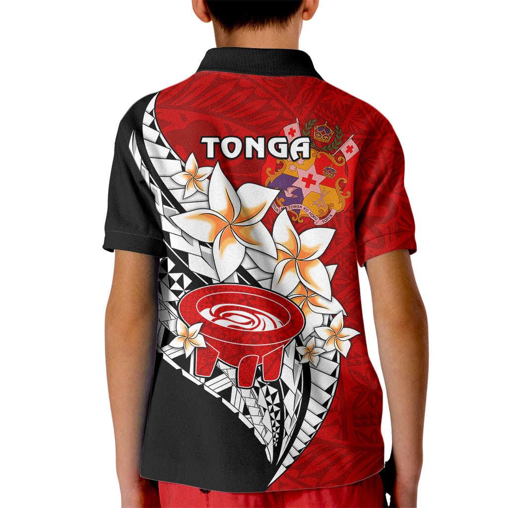 Tonga Kava Bowl Polo Shirt for Kid Togan Kupesi Ngatu Pattern Black - Wonder Print Shop