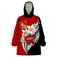 Tonga Kava Bowl Wearable Blanket Hoodie Togan Kupesi Ngatu Pattern Black - Wonder Print Shop