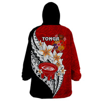 Tonga Kava Bowl Wearable Blanket Hoodie Togan Kupesi Ngatu Pattern Black - Wonder Print Shop