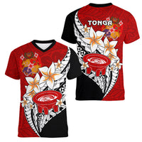 Tonga Kava Bowl Women V Neck T Shirt Togan Kupesi Ngatu Pattern Black - Wonder Print Shop