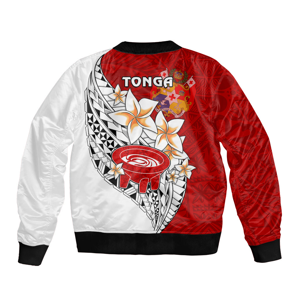 Tonga Kava Bowl Bomber Jacket Togan Kupesi Ngatu Pattern White - Wonder Print Shop