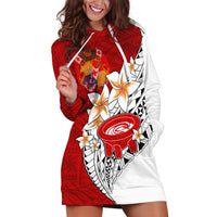 Tonga Kava Bowl Hoodie Dress Togan Kupesi Ngatu Pattern White - Wonder Print Shop