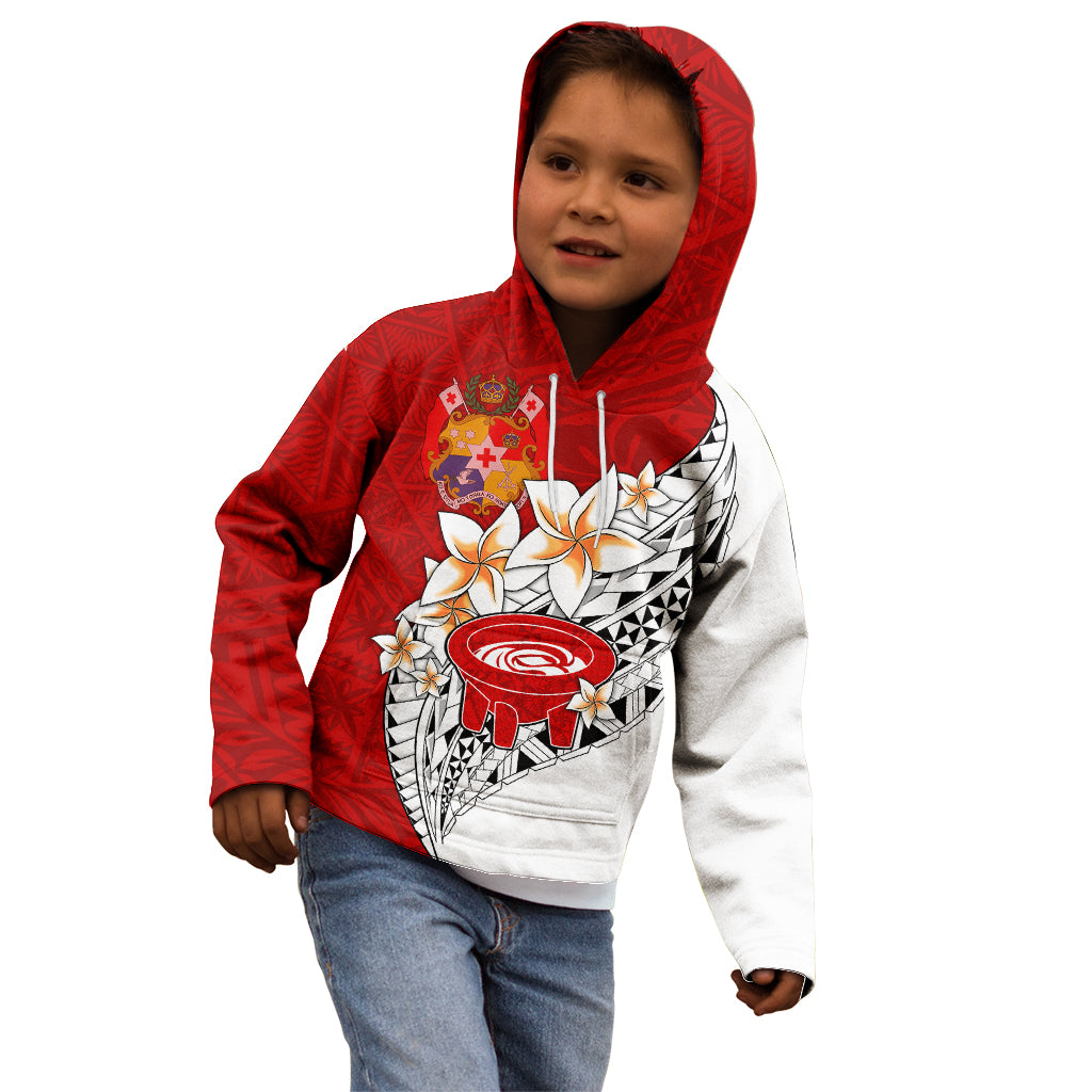 Tonga Kava Bowl Kid Hoodie Togan Kupesi Ngatu Pattern White - Wonder Print Shop