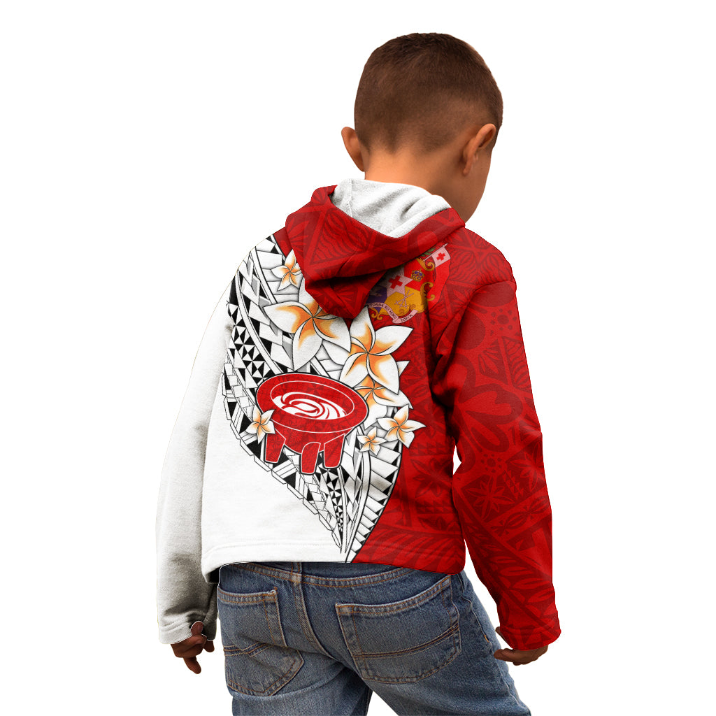 Tonga Kava Bowl Kid Hoodie Togan Kupesi Ngatu Pattern White - Wonder Print Shop