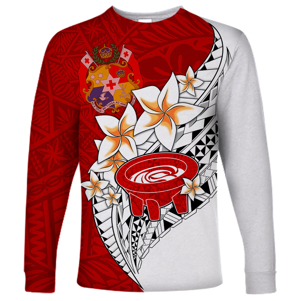 Tonga Kava Bowl Long Sleeve Shirt Togan Kupesi Ngatu Pattern White - Wonder Print Shop