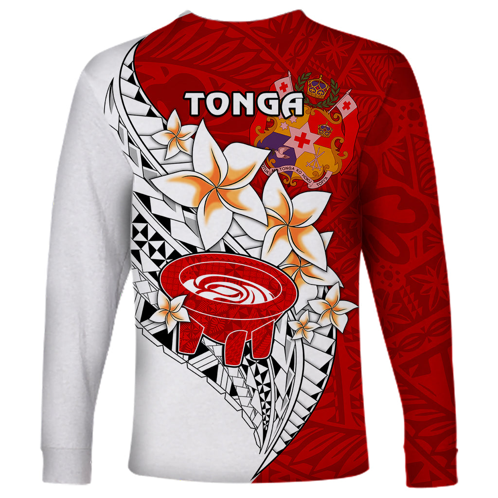 Tonga Kava Bowl Long Sleeve Shirt Togan Kupesi Ngatu Pattern White - Wonder Print Shop