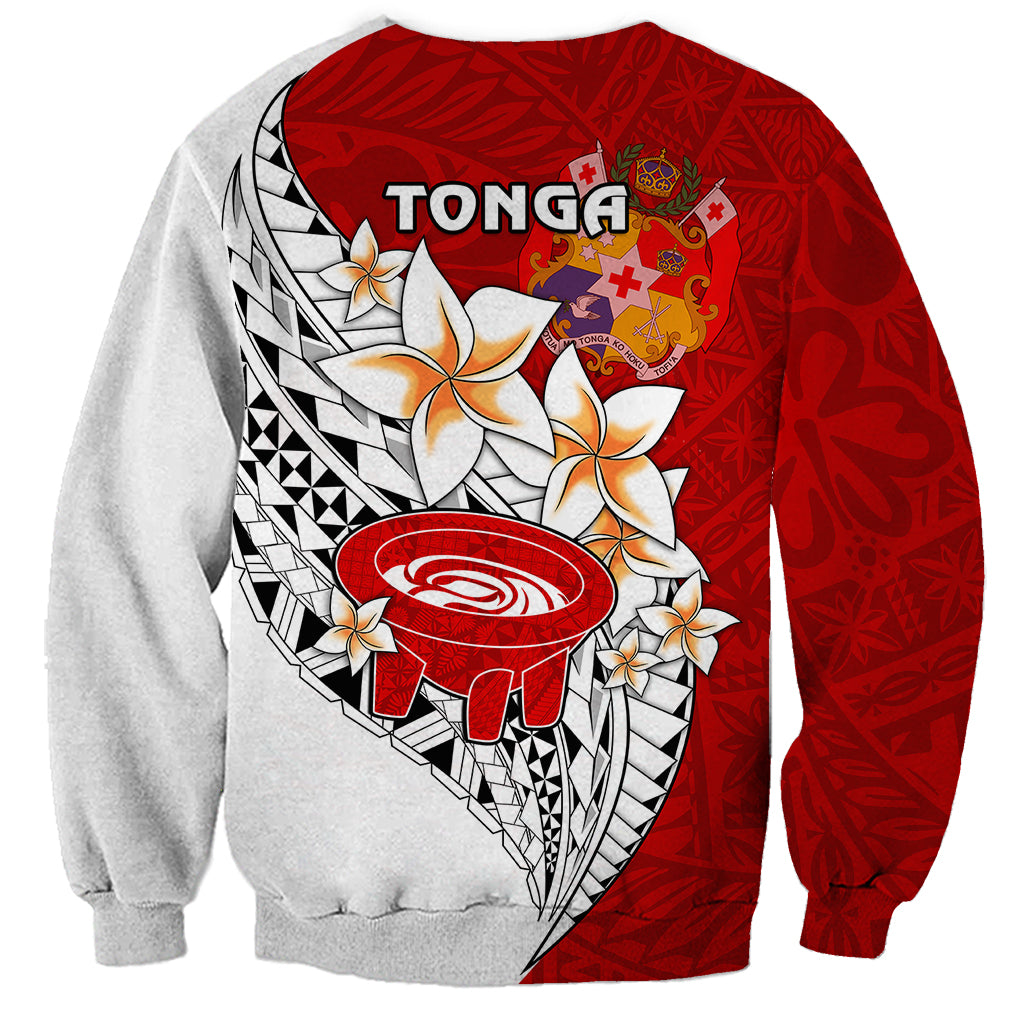 Tonga Kava Bowl Sweatshirt Togan Kupesi Ngatu Pattern White - Wonder Print Shop