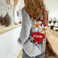 Tonga Kava Bowl Women Casual Shirt Togan Kupesi Ngatu Pattern White - Wonder Print Shop