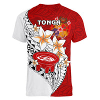 Tonga Kava Bowl Women V Neck T Shirt Togan Kupesi Ngatu Pattern White - Wonder Print Shop