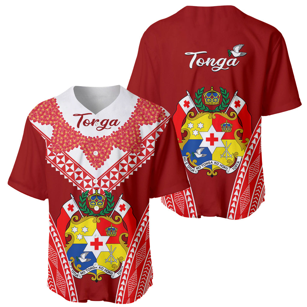 Tonga Heilala Flowers Baseball Jersey Tongan Ngatu White Special Verison - Wonder Print Shop