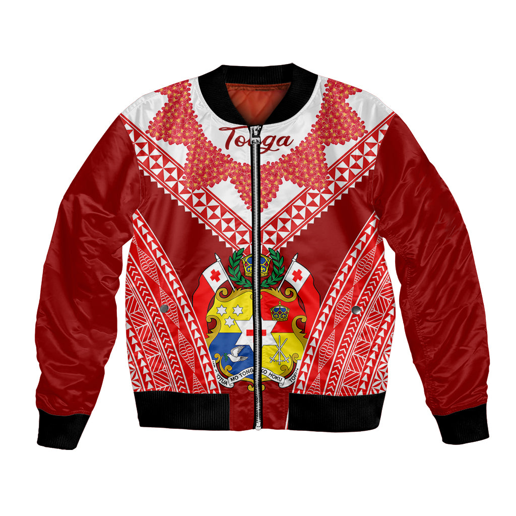 Tonga Heilala Flowers Bomber Jacket Tongan Ngatu White Special Verison - Wonder Print Shop