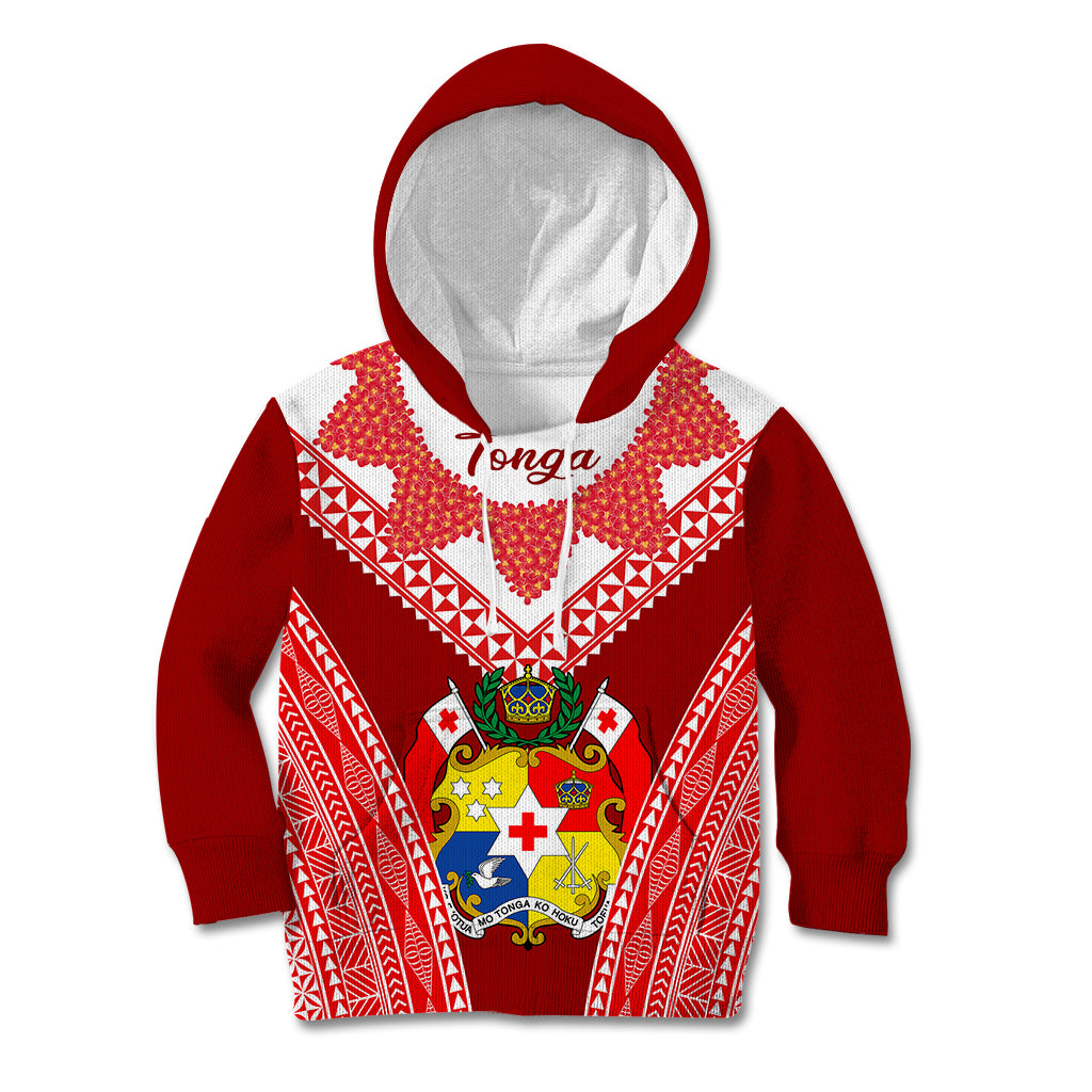 Tonga Heilala Flowers Kid Hoodie Tongan Ngatu White Special Verison - Wonder Print Shop