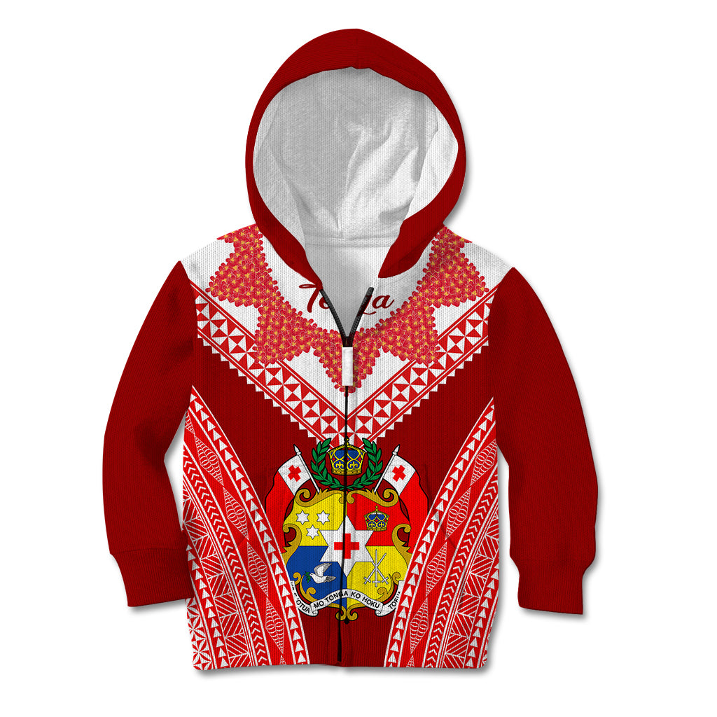 Tonga Heilala Flowers Kid Hoodie Tongan Ngatu White Special Verison - Wonder Print Shop