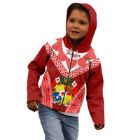 Tonga Heilala Flowers Kid Hoodie Tongan Ngatu White Special Verison - Wonder Print Shop
