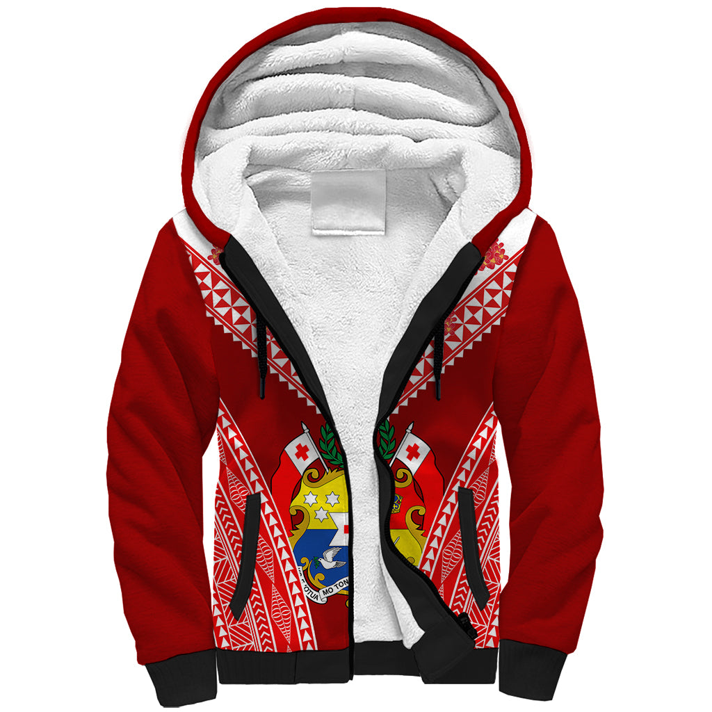 Tonga Heilala Flowers Sherpa Hoodie Tongan Ngatu White Special Verison - Wonder Print Shop