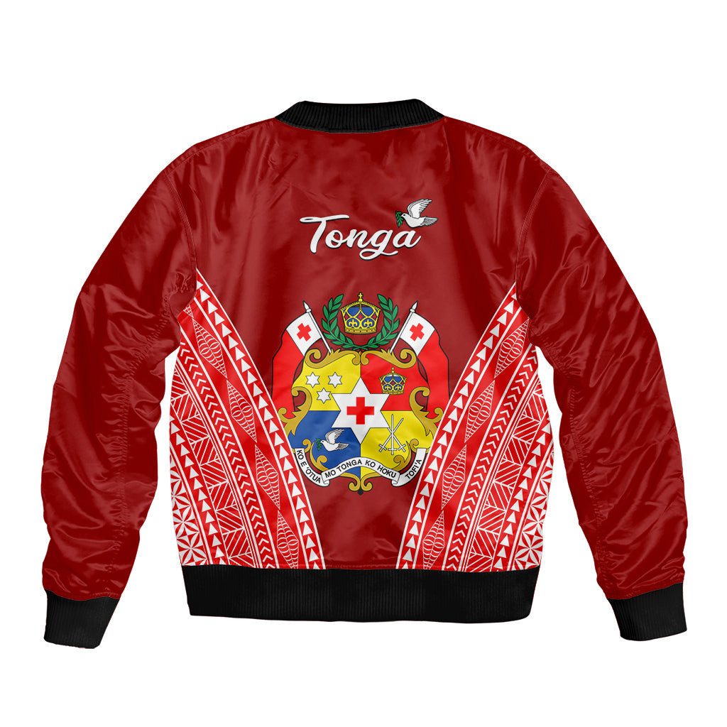 Tonga Heilala Flowers Sleeve Zip Bomber Jacket Tongan Ngatu White Special Verison - Wonder Print Shop