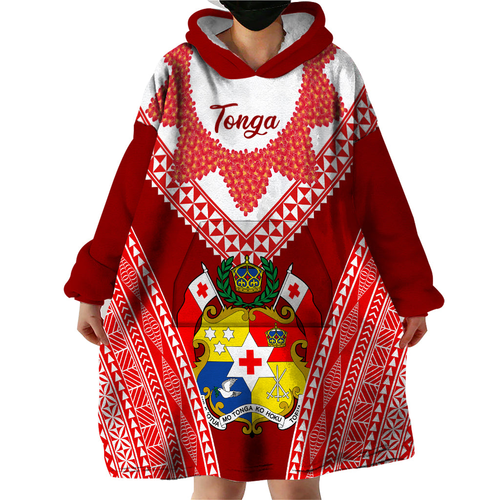 Tonga Heilala Flowers Wearable Blanket Hoodie Tongan Ngatu White Special Verison - Wonder Print Shop