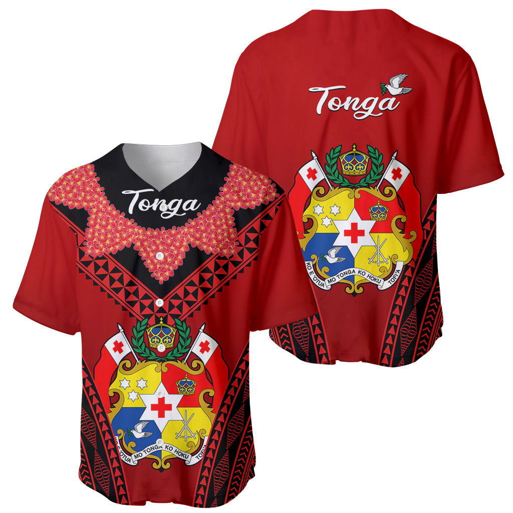 Tonga Heilala Flowers Baseball Jersey Tongan Ngatu Black Special Verison - Wonder Print Shop