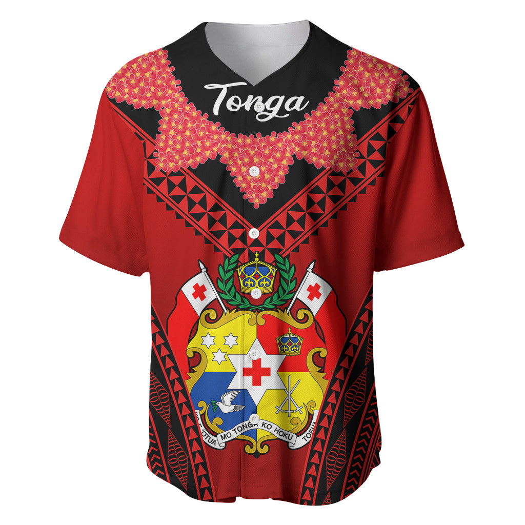 Tonga Heilala Flowers Baseball Jersey Tongan Ngatu Black Special Verison - Wonder Print Shop