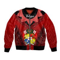 Tonga Heilala Flowers Bomber Jacket Tongan Ngatu Black Special Verison - Wonder Print Shop