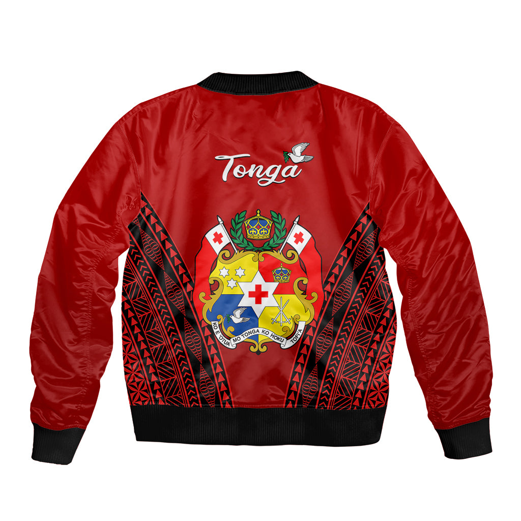 Tonga Heilala Flowers Bomber Jacket Tongan Ngatu Black Special Verison - Wonder Print Shop