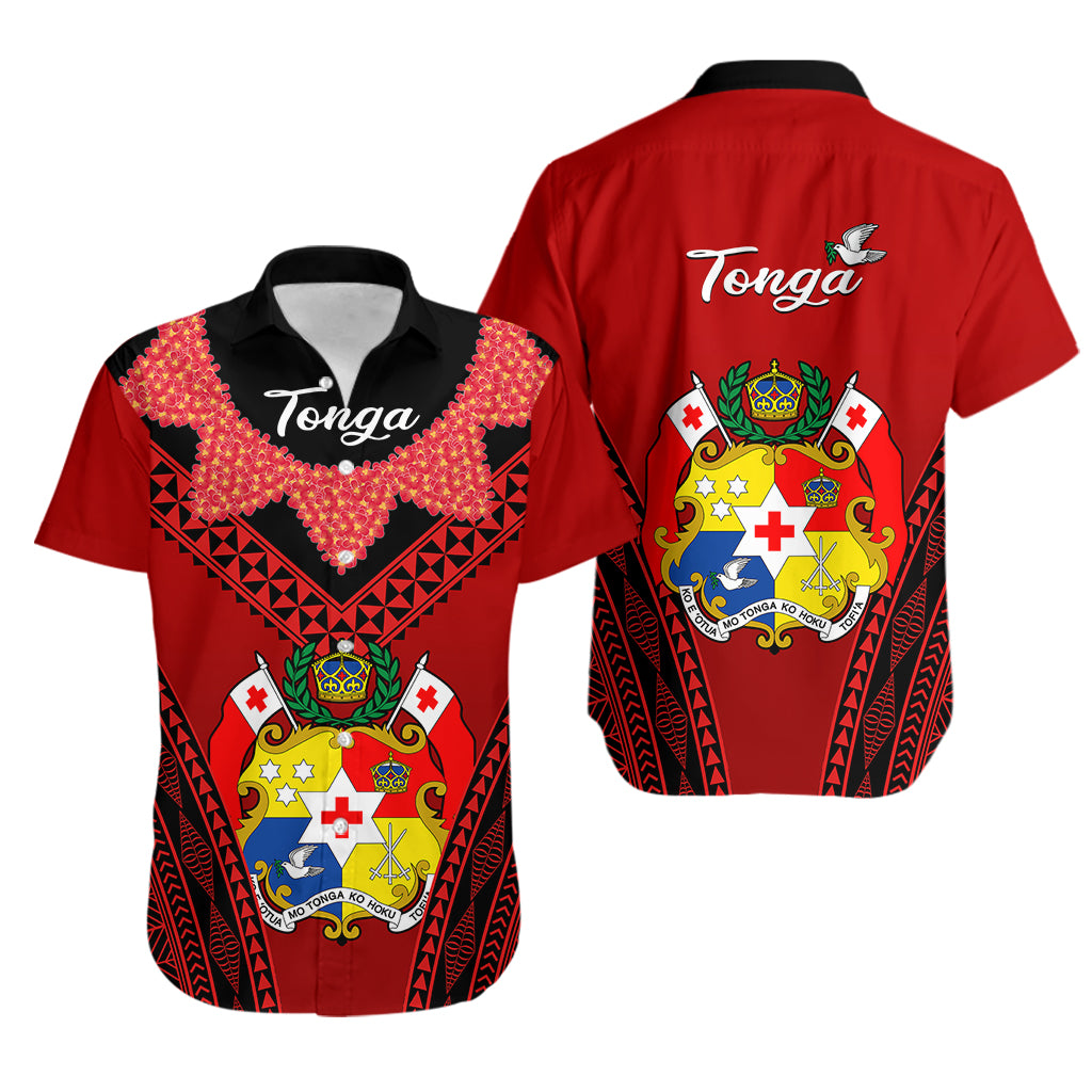 Tonga Heilala Flowers Hawaiian Shirt Tongan Ngatu Black Special Verison - Wonder Print Shop