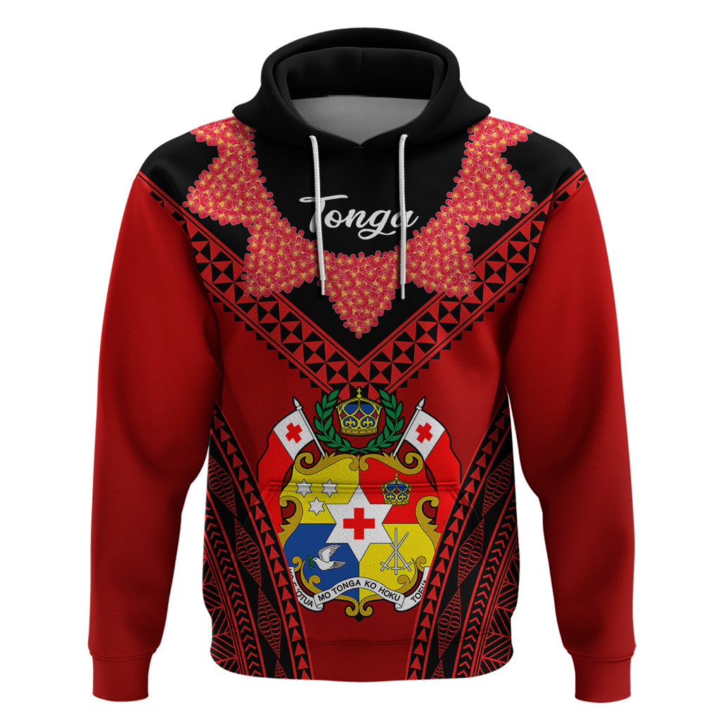 Tonga Heilala Flowers Hoodie Tongan Ngatu Black Special Verison - Wonder Print Shop