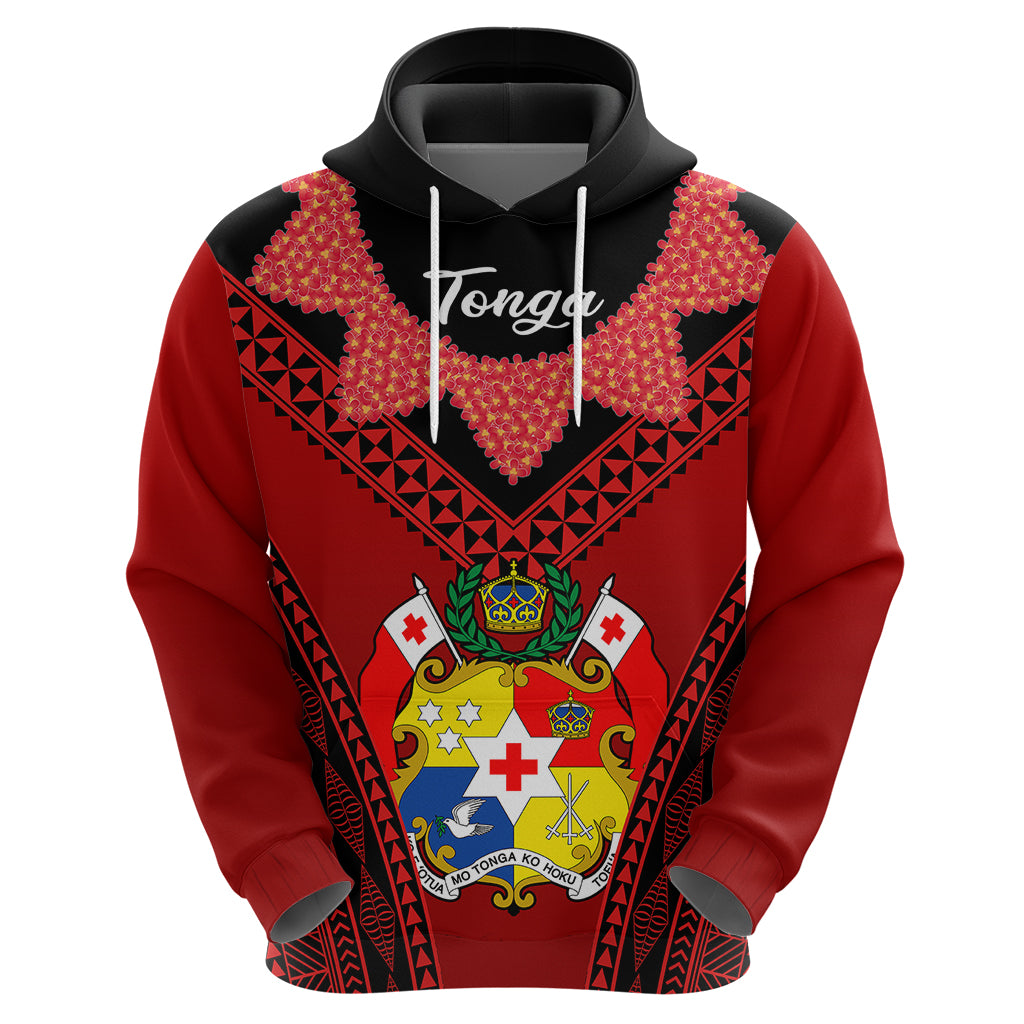 Tonga Heilala Flowers Hoodie Tongan Ngatu Black Special Verison - Wonder Print Shop