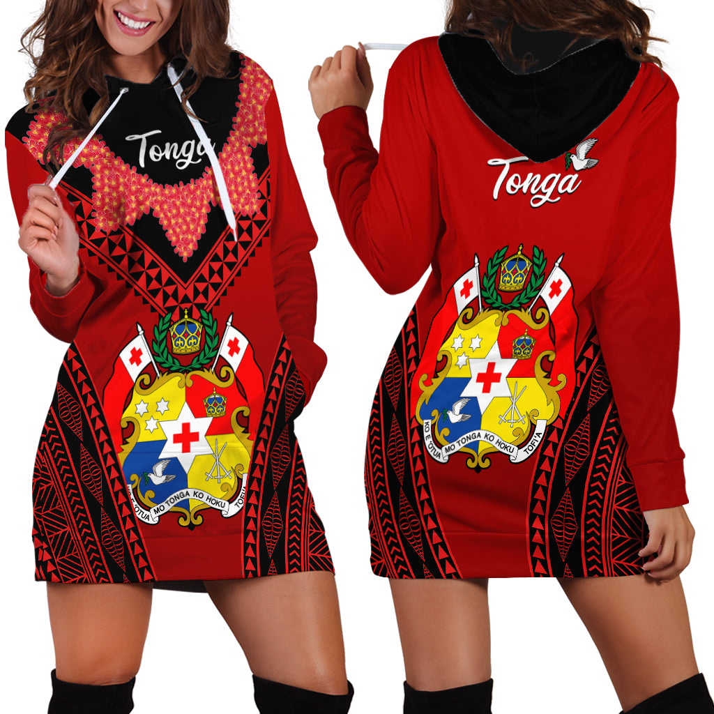 Tonga Heilala Flowers Hoodie Dress Tongan Ngatu Black Special Verison - Wonder Print Shop