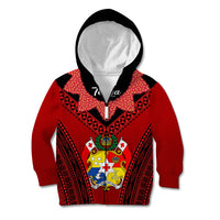 Tonga Heilala Flowers Kid Hoodie Tongan Ngatu Black Special Verison - Wonder Print Shop