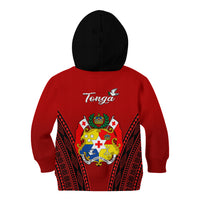 Tonga Heilala Flowers Kid Hoodie Tongan Ngatu Black Special Verison - Wonder Print Shop