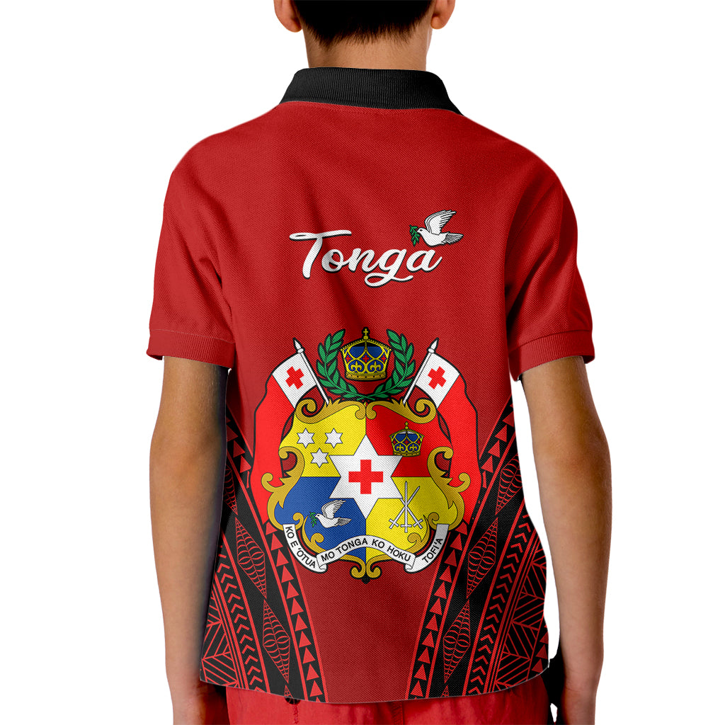 Tonga Heilala Flowers Polo Shirt for Kid Tongan Ngatu Black Special Verison - Wonder Print Shop