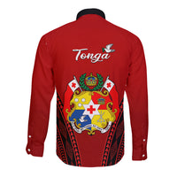 Tonga Heilala Flowers Long Sleeve Button Shirt Tongan Ngatu Black Special Verison - Wonder Print Shop