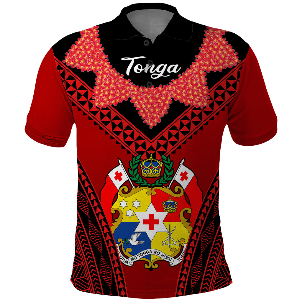 Tonga Heilala Flowers Polo Shirt Tongan Ngatu Black Special Verison - Wonder Print Shop