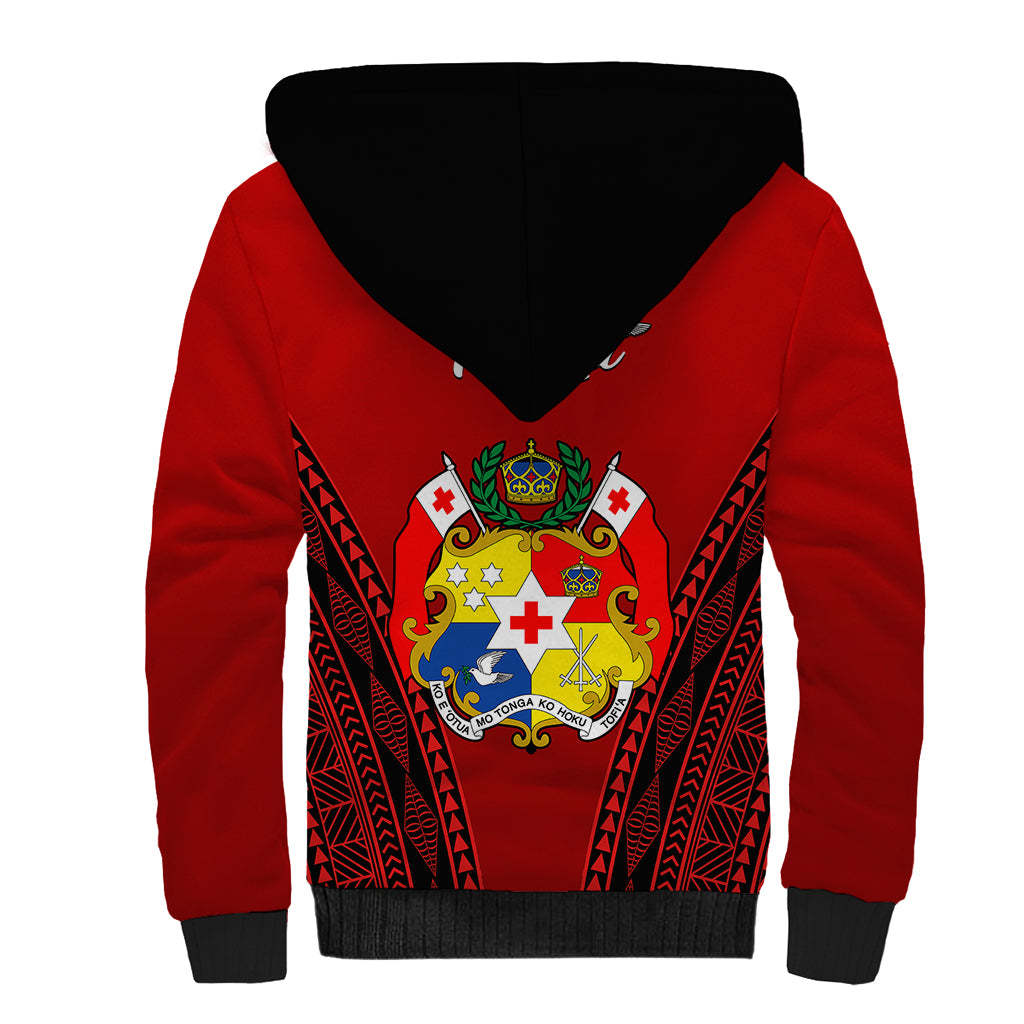 Tonga Heilala Flowers Sherpa Hoodie Tongan Ngatu Black Special Verison - Wonder Print Shop
