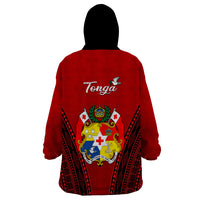 Tonga Heilala Flowers Wearable Blanket Hoodie Tongan Ngatu Black Special Verison - Wonder Print Shop