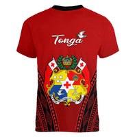 Tonga Heilala Flowers Women V Neck T Shirt Tongan Ngatu Black Special Verison - Wonder Print Shop
