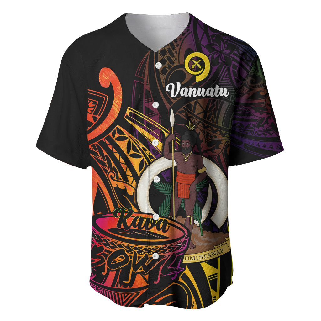 (Custom Personalised) Vanuatu Baseball Jersey Kava Bowl Mix Polynesian Gradient Style - Wonder Print Shop