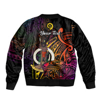 (Custom Personalised) Vanuatu Sleeve Zip Bomber Jacket Kava Bowl Mix Polynesian Gradient Style - Wonder Print Shop