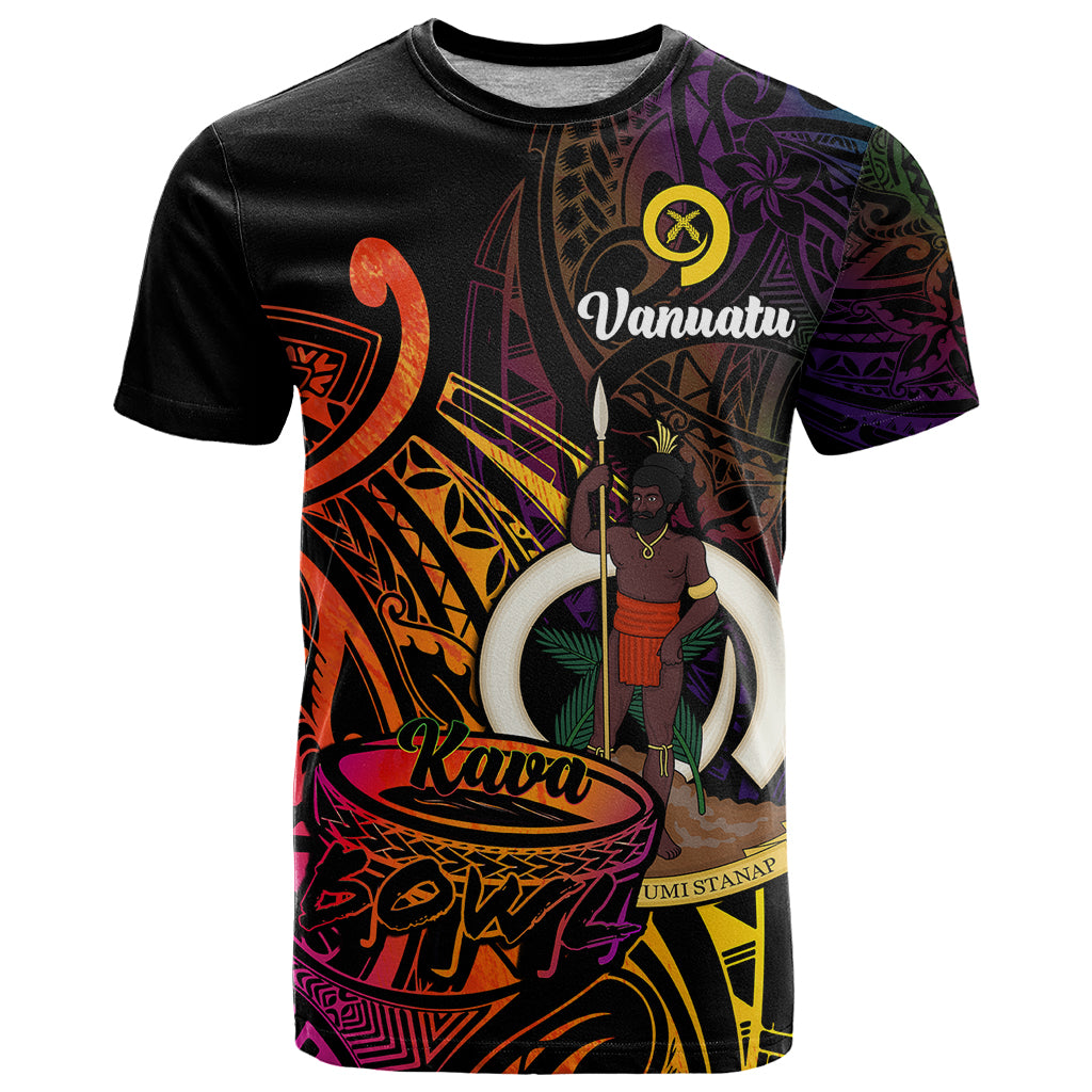 Custom Vanuatu T Shirt Kava Bowl Mix Polynesian Gradient Style - Wonder Print Shop