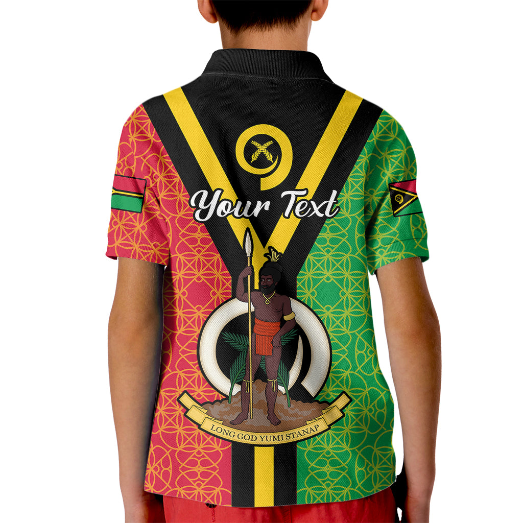 Custom Vanuatu Polo Shirt for Kid Kava Bowl Mix Sand Drawing Flag Style - Wonder Print Shop