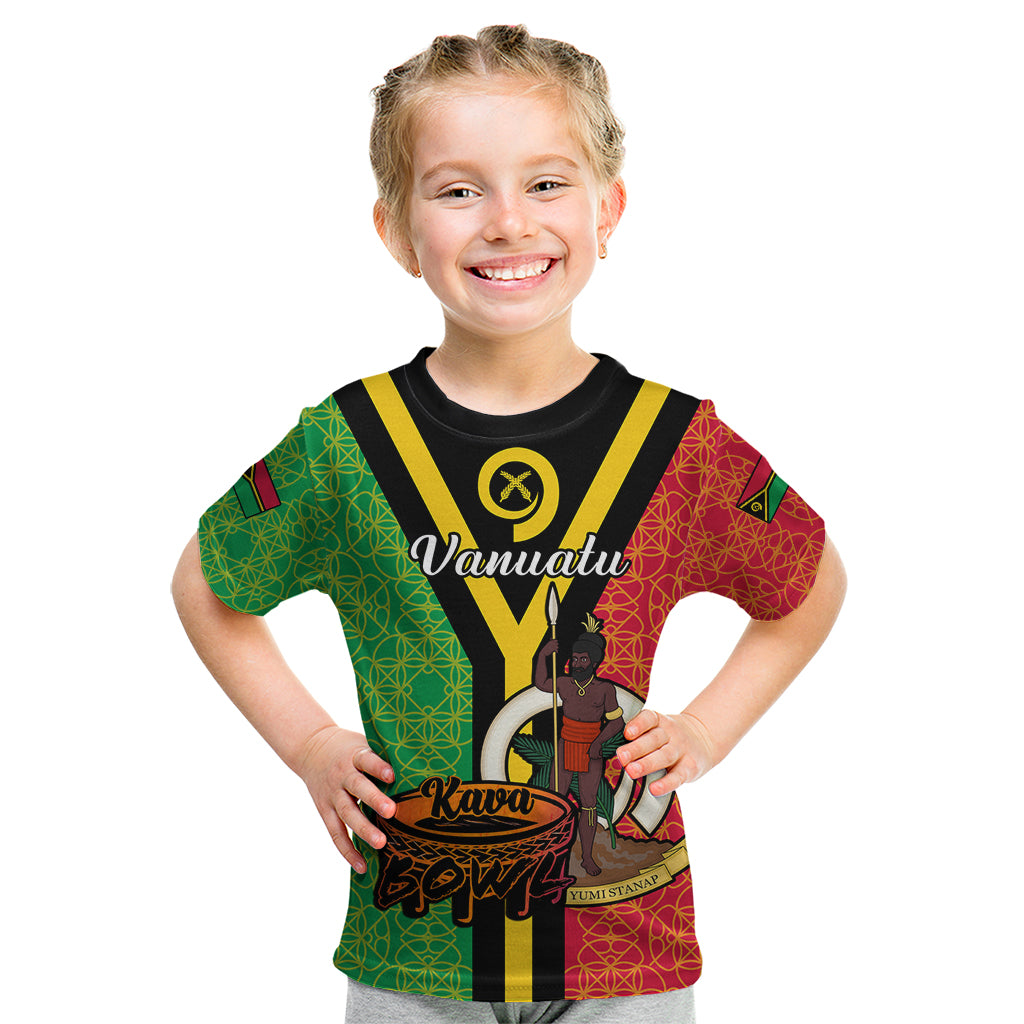 (Custom Personalised) Vanuatu Kid T Shirt Kava Bowl Mix Sand Drawing Flag Style - Wonder Print Shop