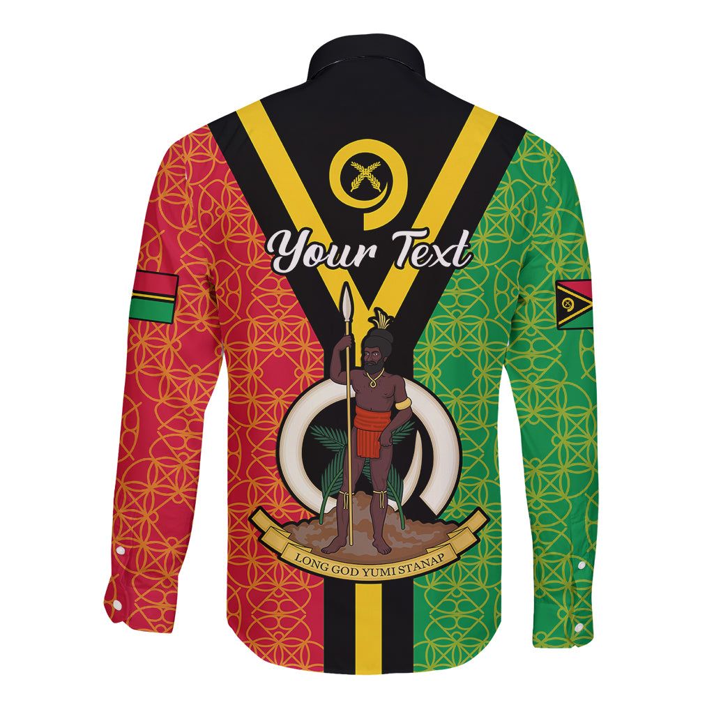 (Custom Personalised) Vanuatu Long Sleeve Button Shirt Kava Bowl Mix Sand Drawing Flag Style - Wonder Print Shop