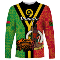 (Custom Personalised) Vanuatu Long Sleeve Shirt Kava Bowl Mix Sand Drawing Flag Style - Wonder Print Shop