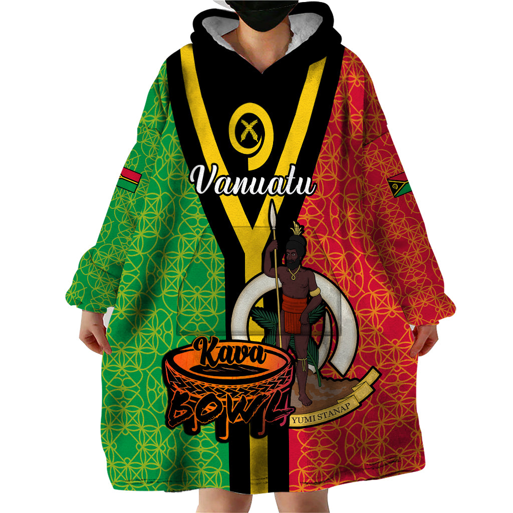 (Custom Personalised) Vanuatu Wearable Blanket Hoodie Kava Bowl Mix Sand Drawing Flag Style - Wonder Print Shop