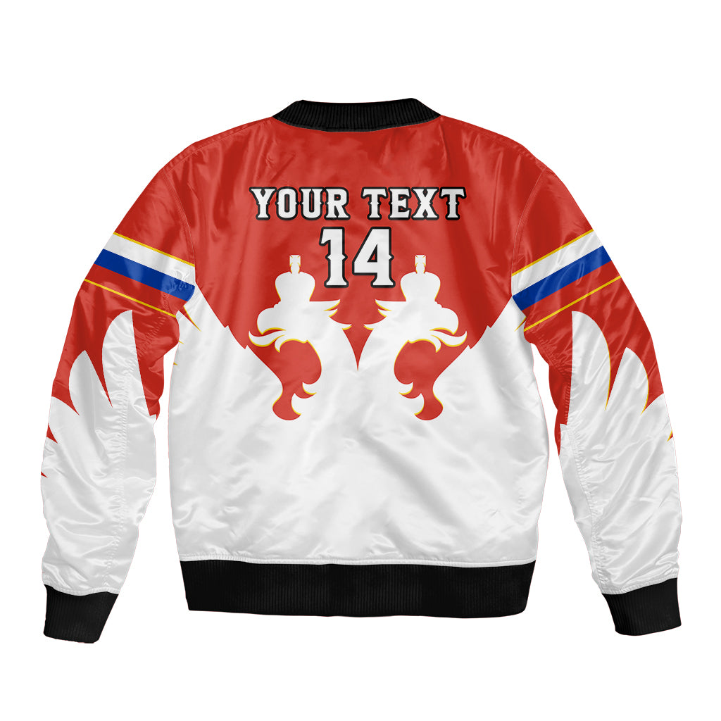 (Custom Text And Number) Russia Hockey 2023 White Sporty Style Bomber Jacket - Wonder Print Shop