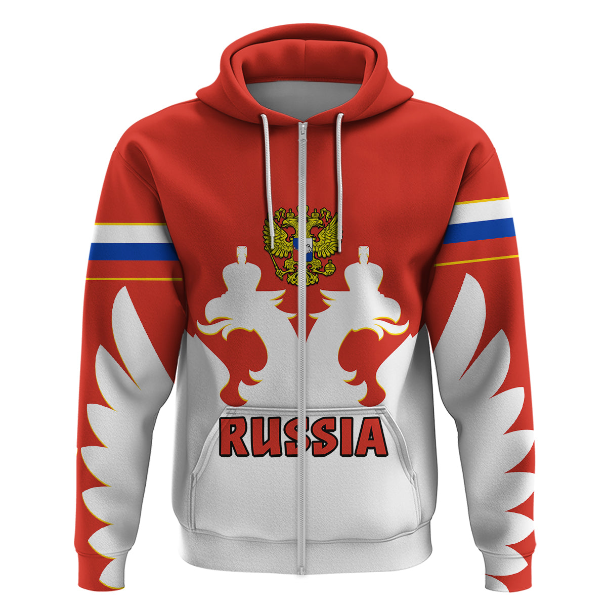 Custom Russia Hockey 2023 White Sporty Style Hoodie - Wonder Print Shop