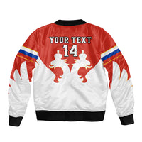 (Custom Text And Number) Russia Hockey 2023 White Sporty Style Sleeve Zip Bomber Jacket - Wonder Print Shop