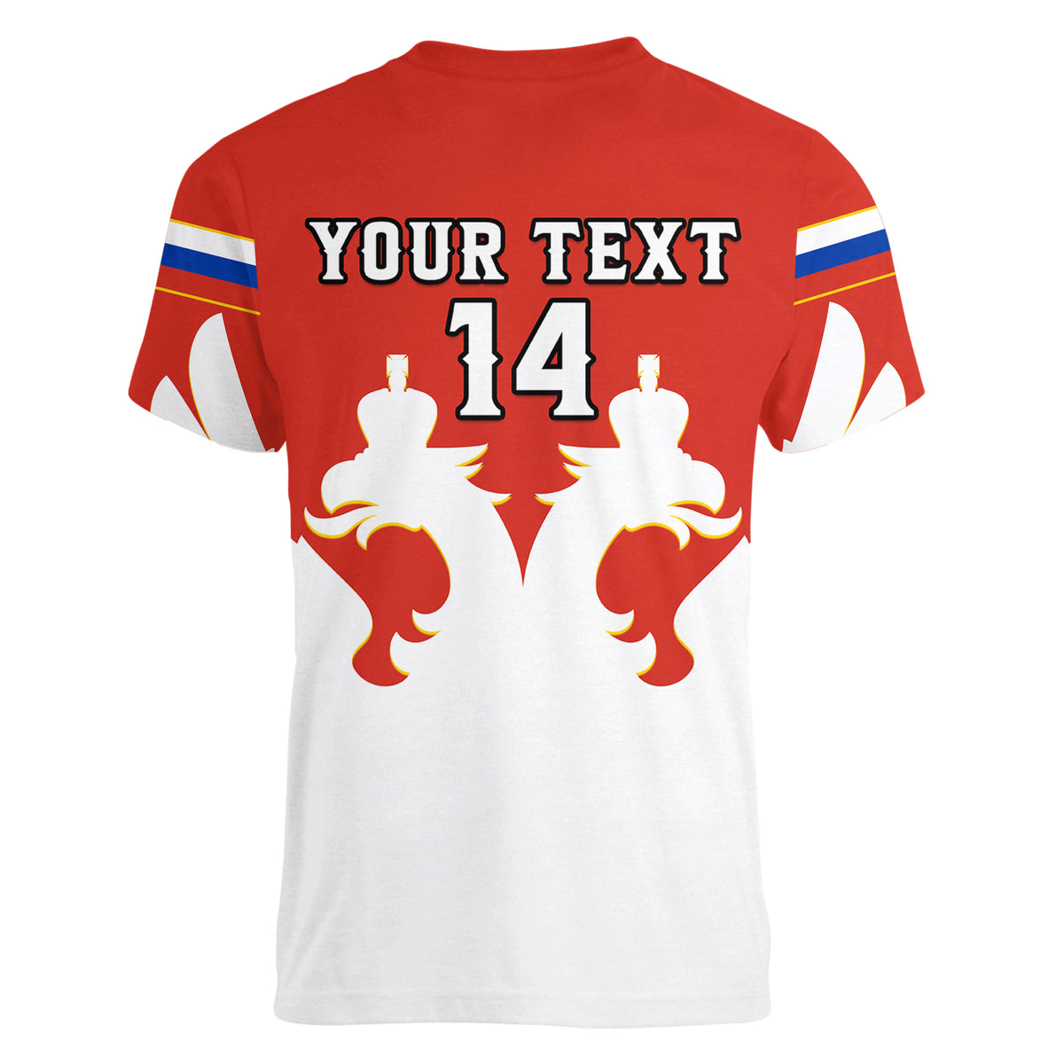 (Custom Text And Number) Russia Hockey 2023 White Sporty Style Women V Neck T Shirt - Wonder Print Shop