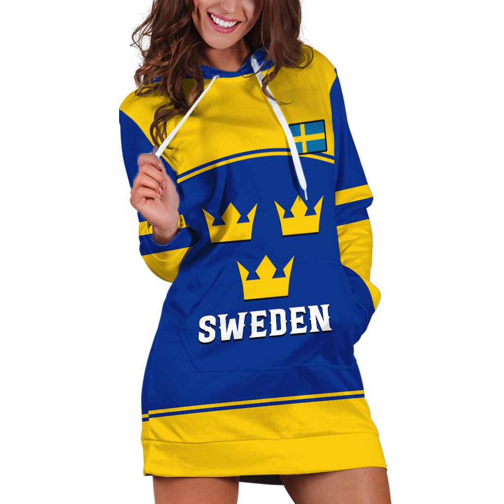 (Custom Text And Number) Sweden Hockey 2023 Sporty Style Hoodie Dress - Wonder Print Shop